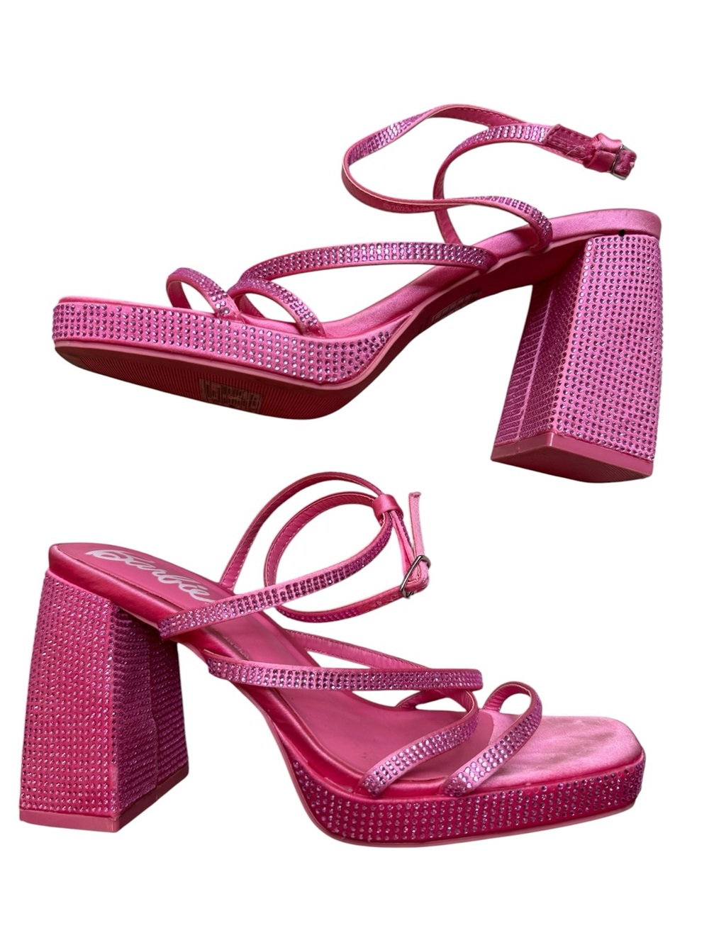 Barbie Pink Rhinestone Block Heel Sandals size 9
